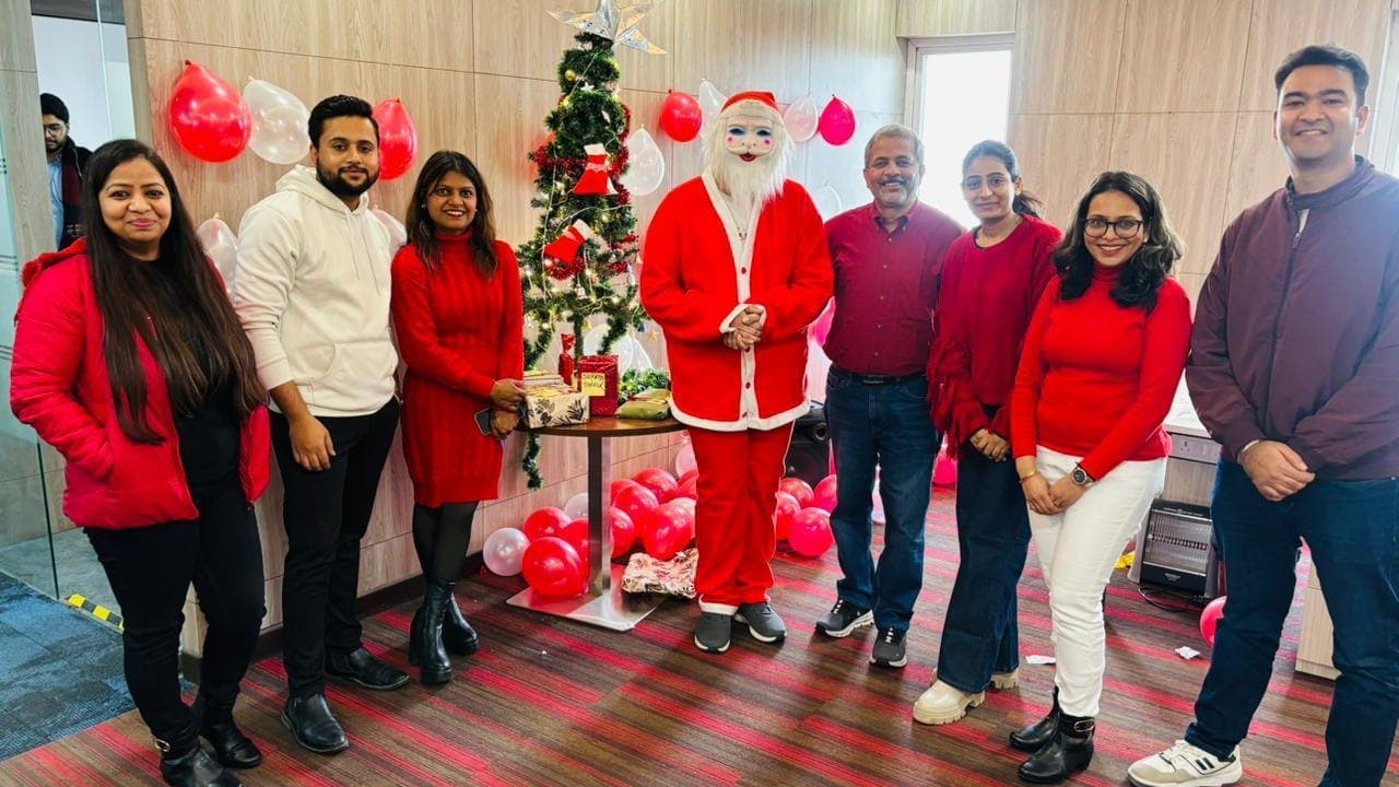 The team at a year-end celebration
